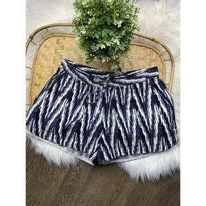 J. Crew Navy Blue Ivory Striped Linen Blend Shorts